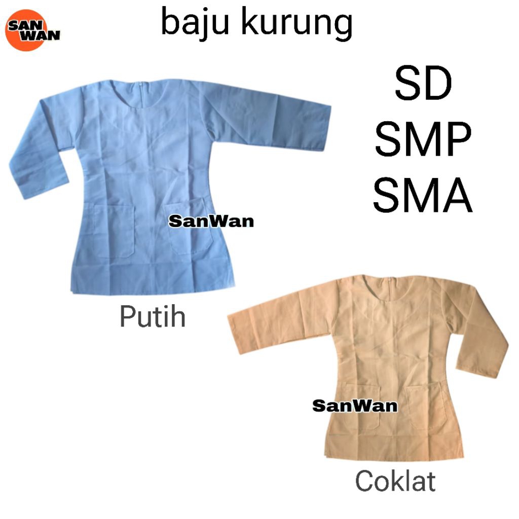 Baju Kurung Tunik Putih Sekolah SD MI SMP MTS SMA Baju Kurung Padang
