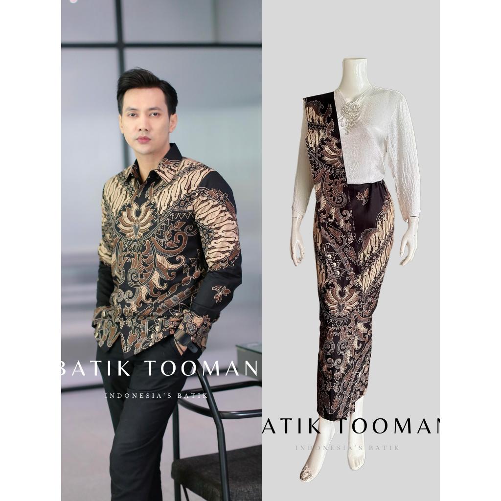 GURDONO GURDONIA Black Choco Cream Couple Sarimbit Rok 2 Lapis & Kemeja Batik Slimfit Warna Hitam Co