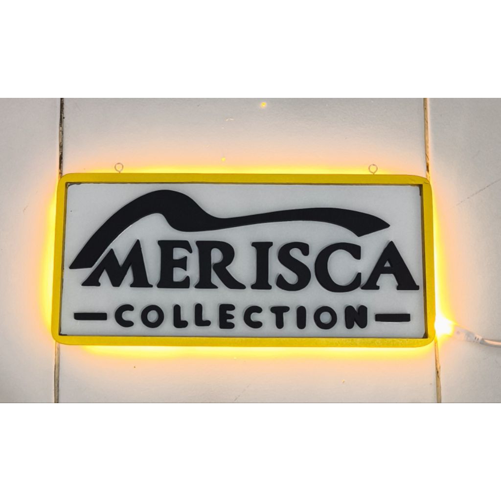 custom logo huruf timbul kayu led