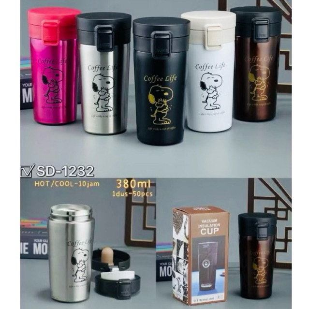 Termos Kopi / Coffee Cup Travel Mug Tahan Air Panas & Dingin Vacuum 380