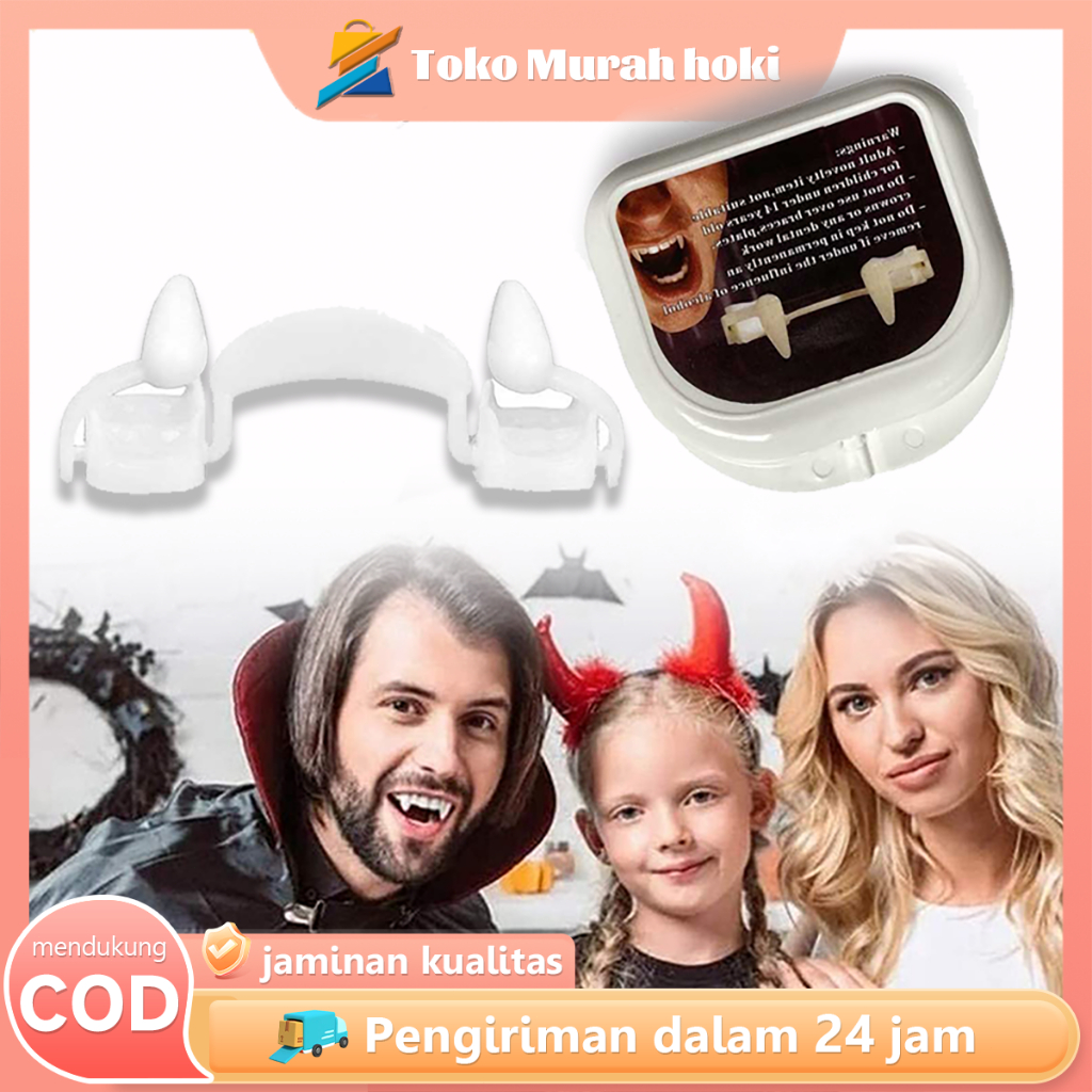 Gigi Taring Vampire Palsu Mainan Gigi Drakula Vampire Fangs Teeth Untuk Dekorasi Halloween