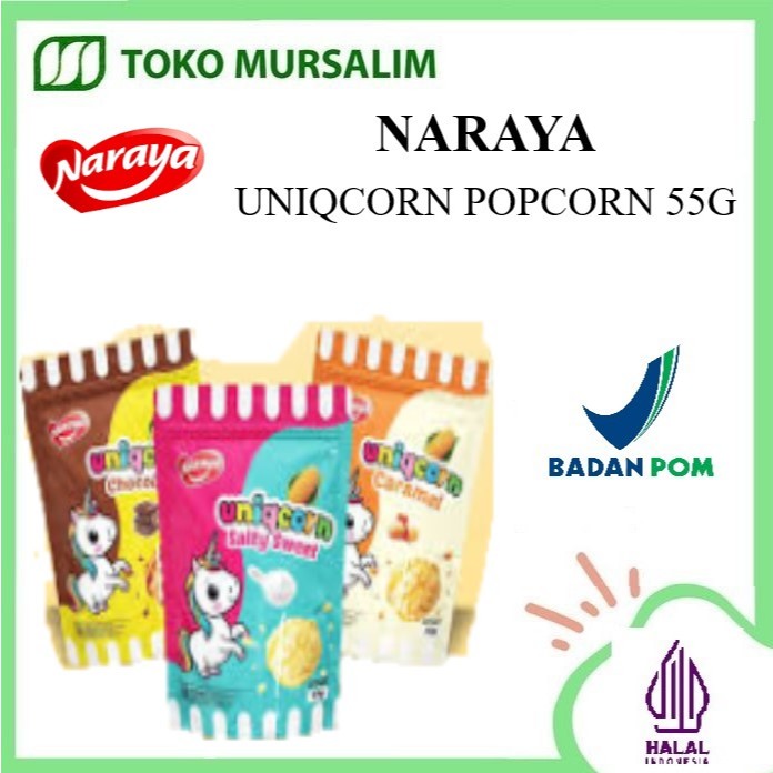 

Naraya Uniqcorn Popcorn Chocolate/Caramel/Salty Sweet-Naraya Uniqcorn Big Ball PopCorn-Uniqcorn Berondong Siap Makan