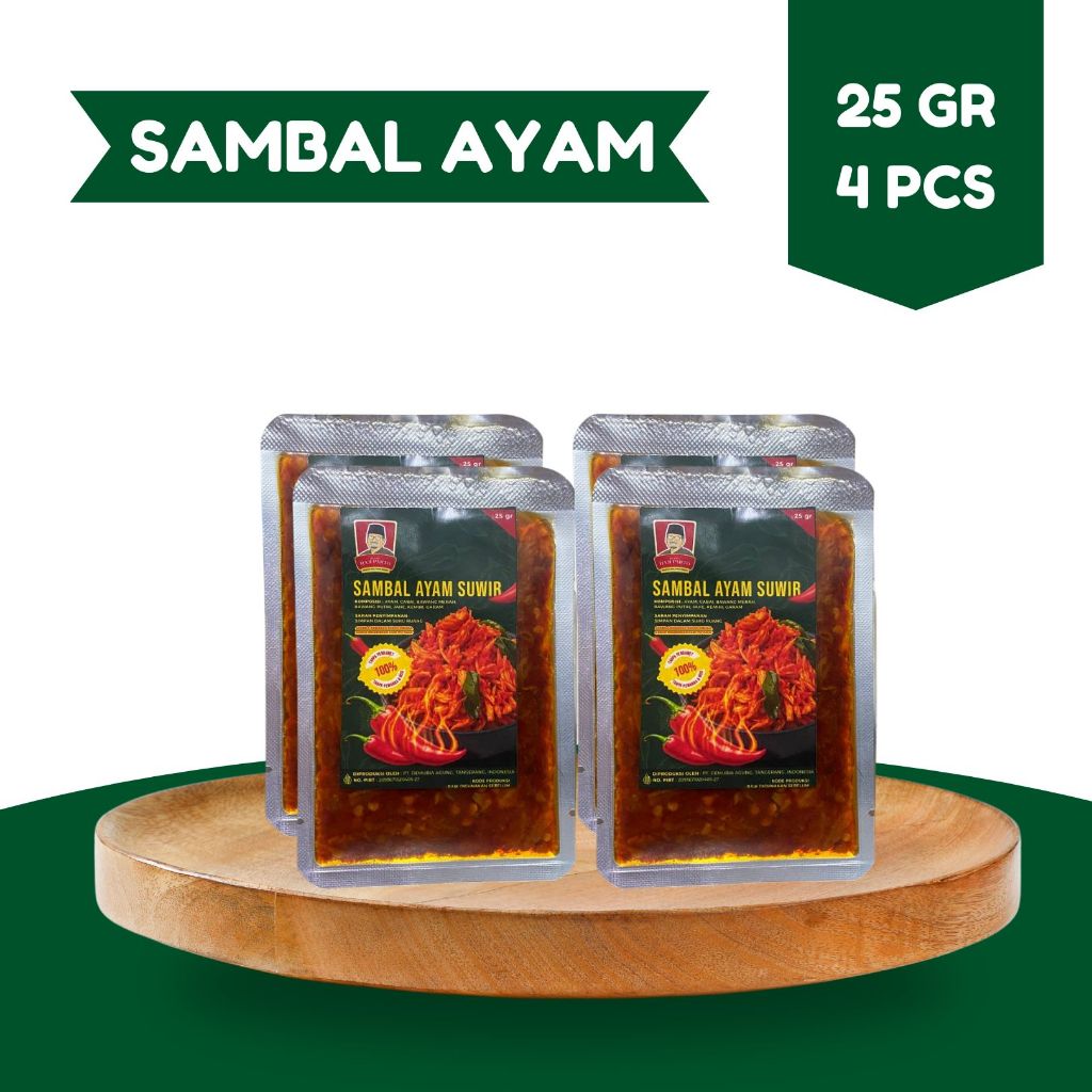 

PAKET 4 PCS Sambal Ayam Suwir Bumbu Haji Parto 25 gram - Tanpa MSG & Tanpa Pengawet