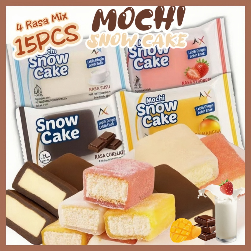 

【Ready】Mochi Snow Cake 4 Rasa Susu Kue Mochi Nagasaki / Mochi Cake Coklat /Mochi Cake Susu/Mochi Cake Mango/Super Stroberi 15pcs 1 kotak Murah