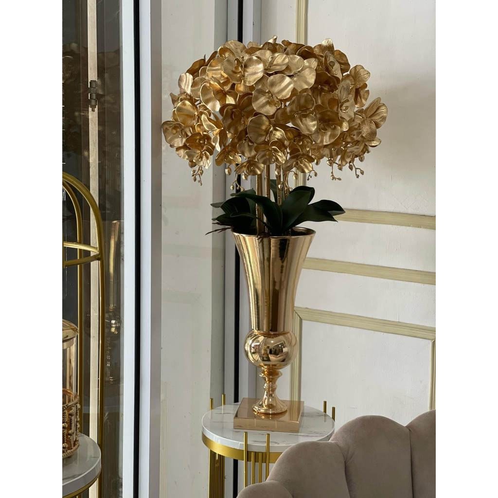 anggrek premium vas stenlis gold