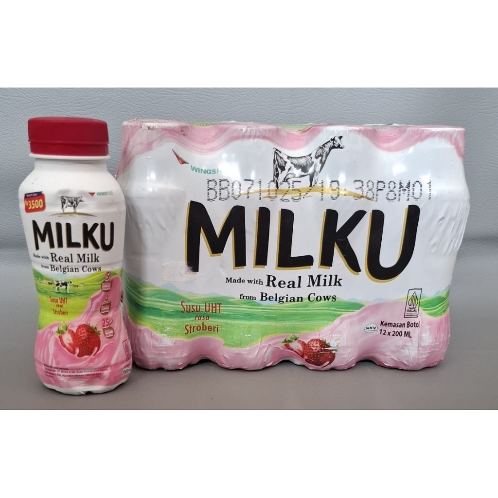 

Milku Strawberry 200ml 1 krat isi 12 Botol