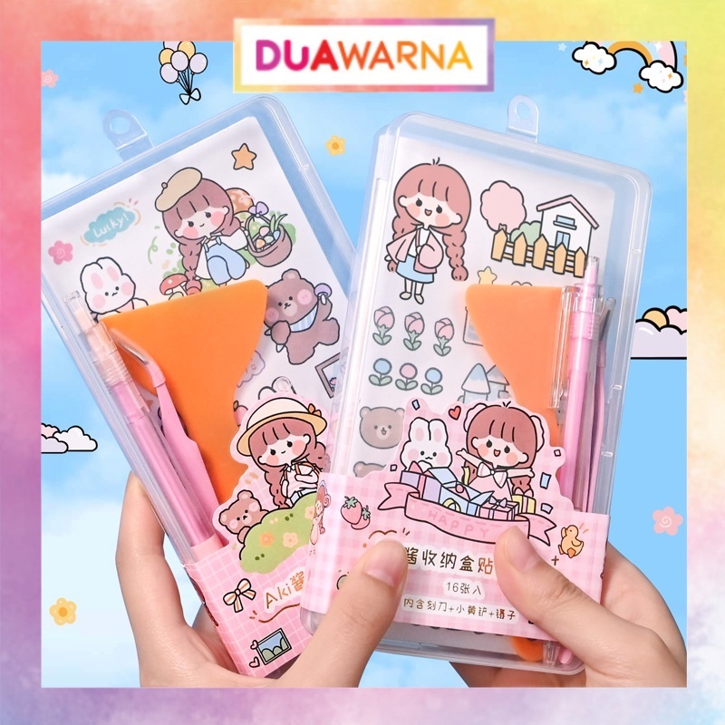 

DuaWarna Stiker Momo Pingset Box Set Scrapbook Stiker Tool Set 19 pcs