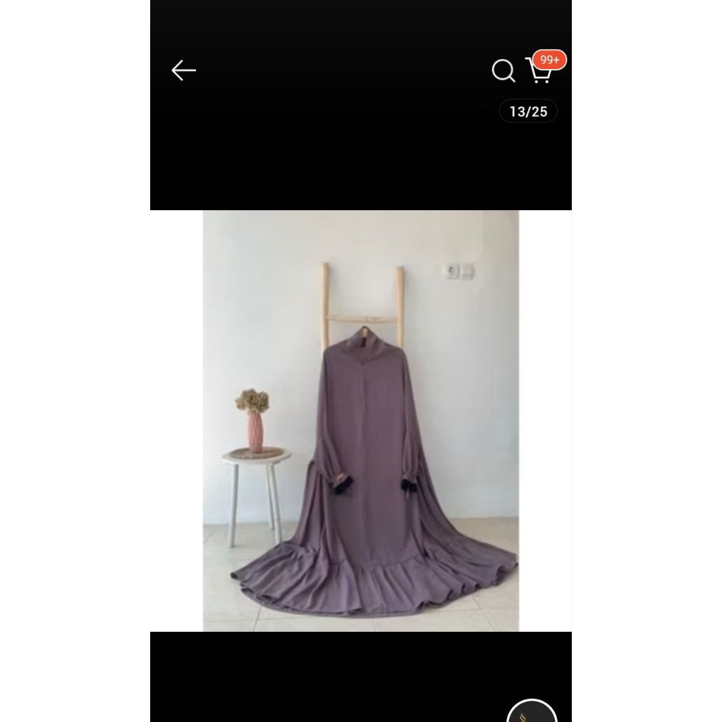 long khimar overhead sambung bawah kerut