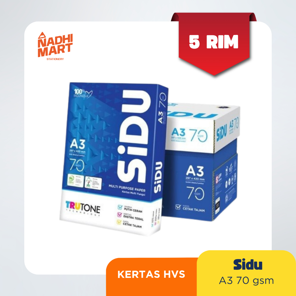 

1 DUS SIDU KERTAS HVS A3 70GSM