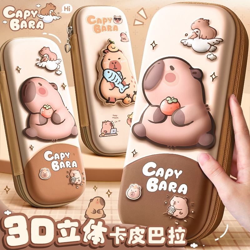

Kotak Pensil 3D Karakter Animal Capybara Pouch Pensil 3 Dimensi Lucu Anak Sekolah TK-SD