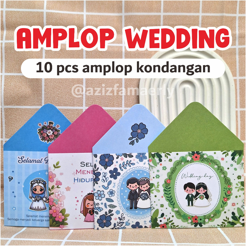 

Amplop kondangan, wedding envelope, angpao pernikahan, 10 pcs angpau nikah exclusive estetik murah hadiah sumbangan