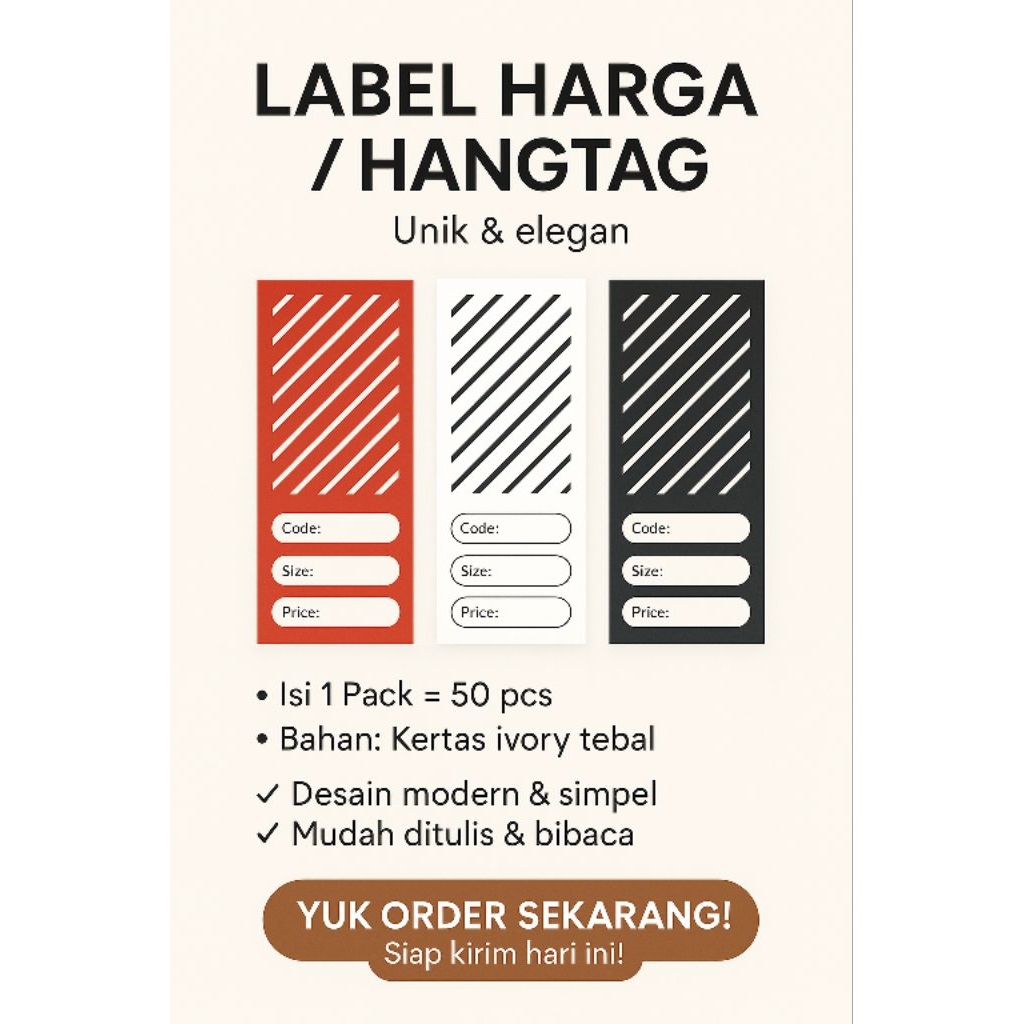 

[50pcs]Hangtag baju murah tebal berkualitas bandrol baju gantungan baju untuk pria dan wanita