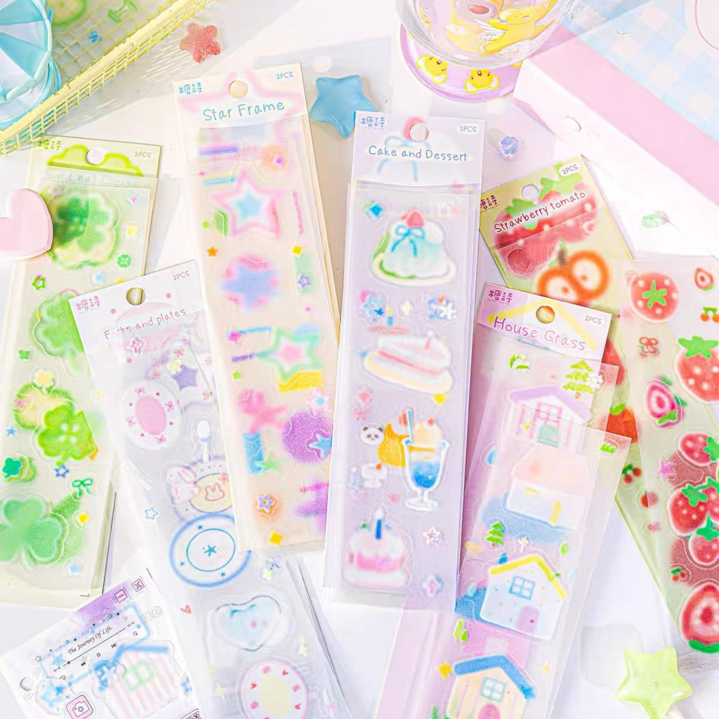 

sticker deco isi 2lbr blurry effect dekorasi journal readystock B2728