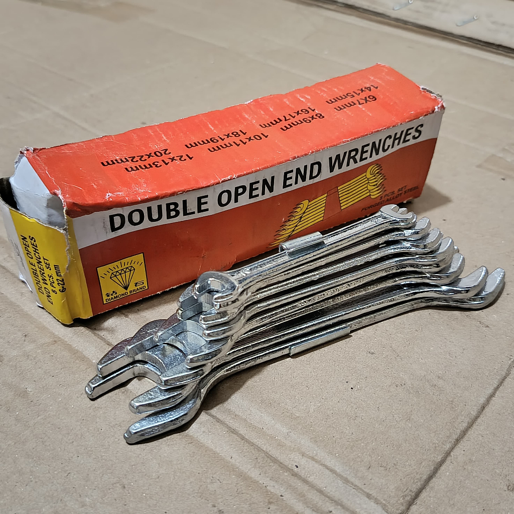 Kunci pas 1 set lengkap 8 pcs 6 sampai 22mm diamond / Kunci ring pas / Double pas komplit