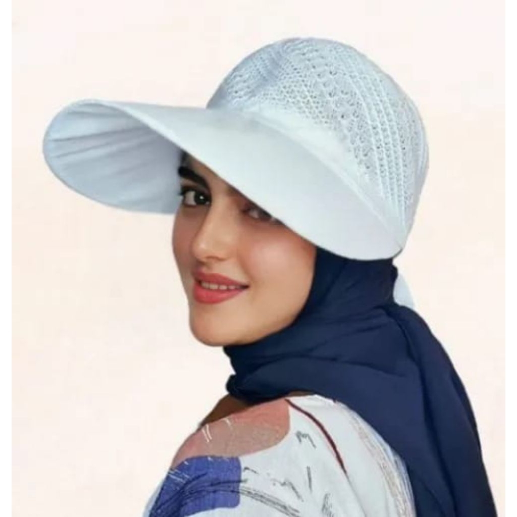TOPI CADDY PUTIH / TOPI CADDY UMROH / TOPI CADDY HAJI WANITA  / TOPI CADDY WANITA