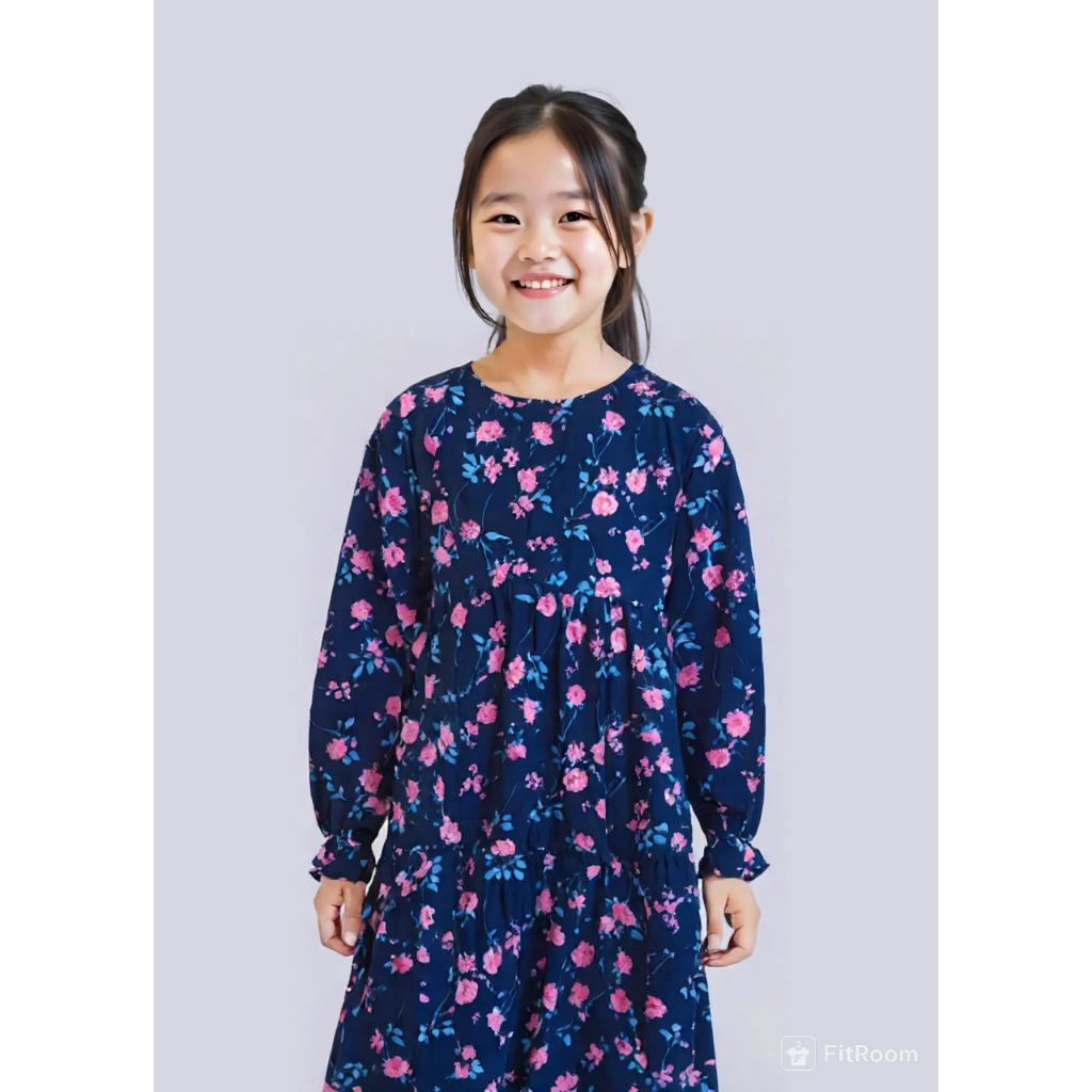 Gamis Anak Perempuan Bahan Rayon Motif Cewek Umur 5-11 Tahun- Gamis Safira
