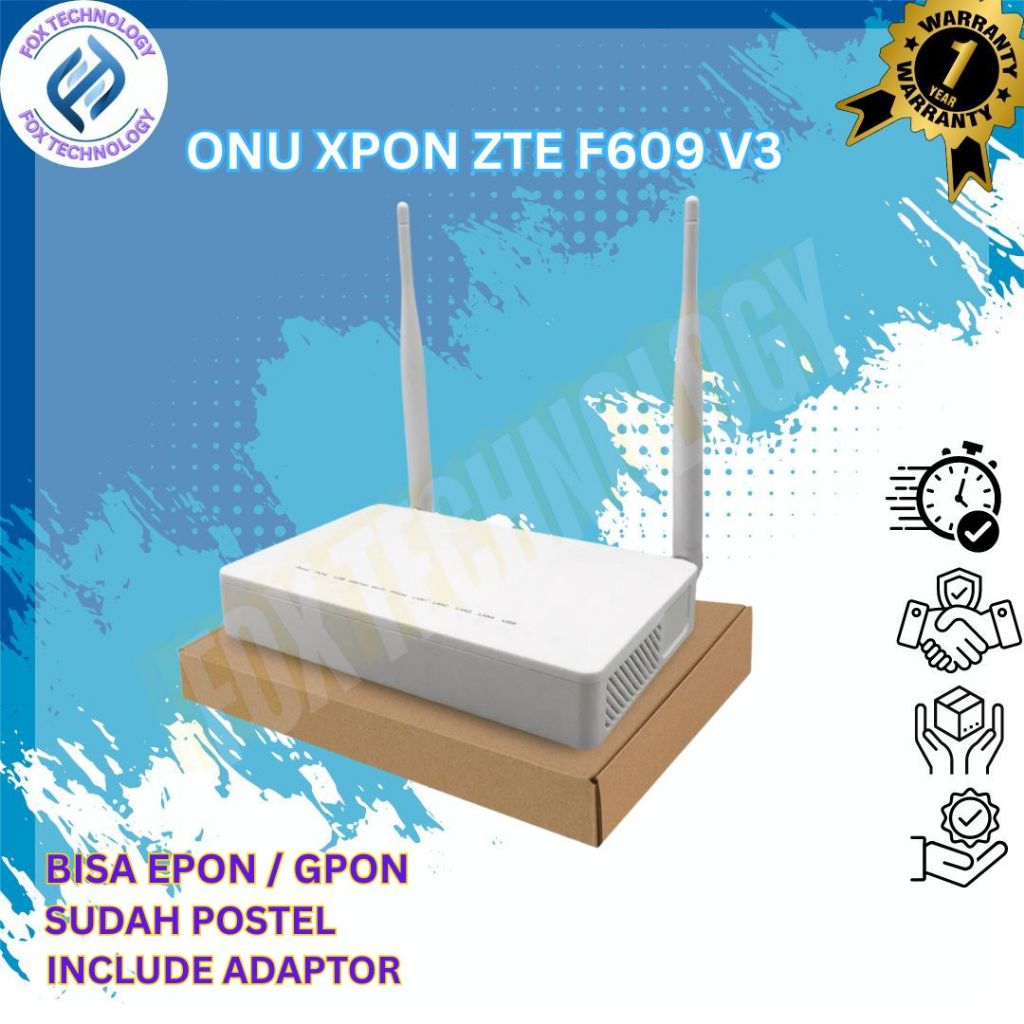 Modem ONT XPON ZTE F609 V3 Support GPON & EPON Lengkap Dus + Adaptor -OMCI VLAN Bridge All OLT