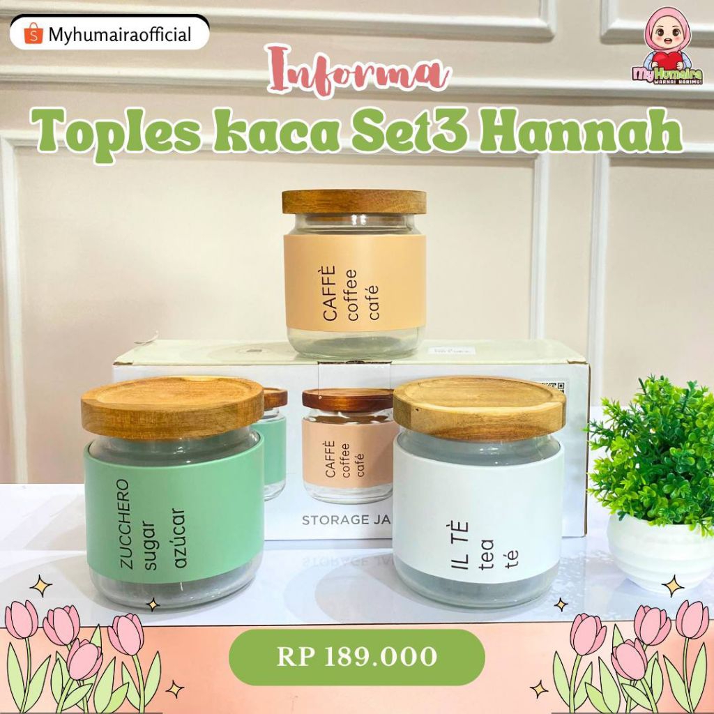 [TENGGARONG] INFORMA - TOPLES KACA SET 3 HANNAH