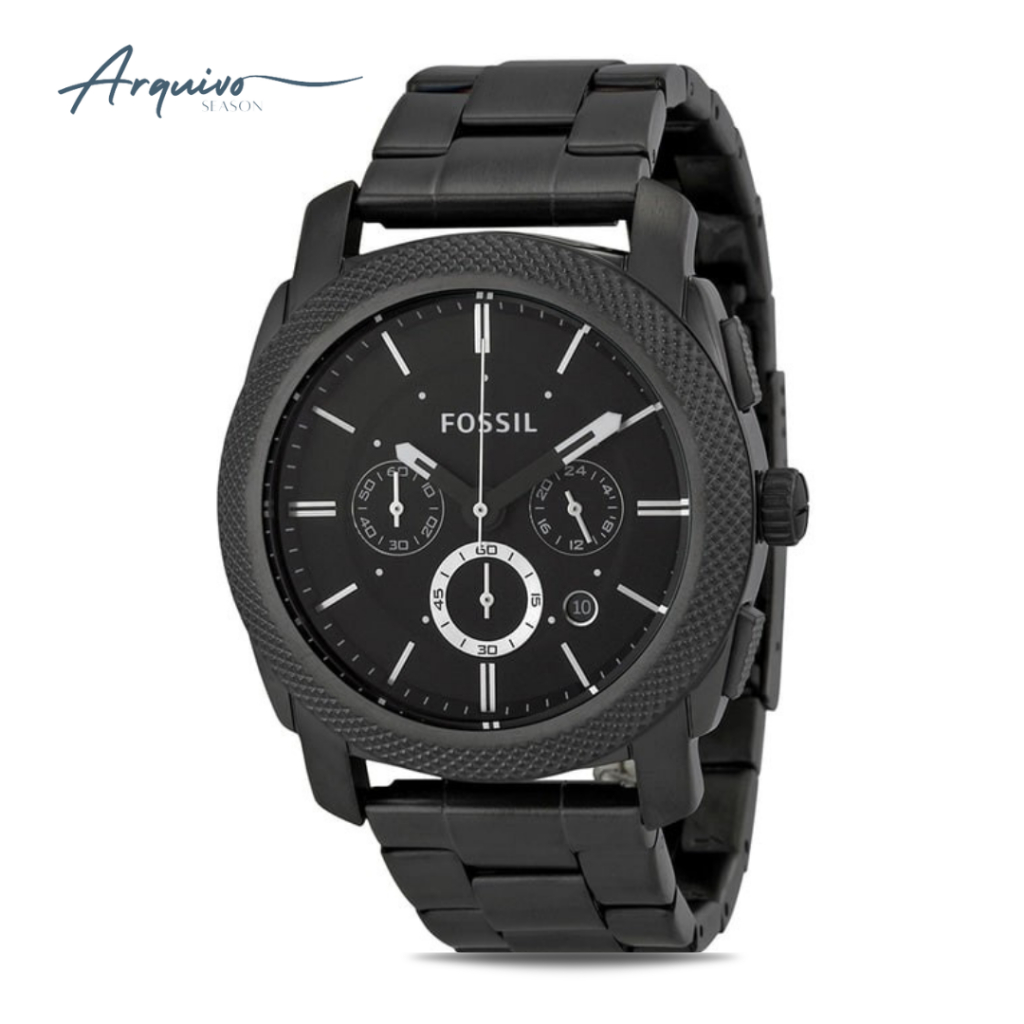 Jam Tangan Pria Fossil Machine Chronograph Hitam Stainless Steel Sporty Mewah Original FS4662