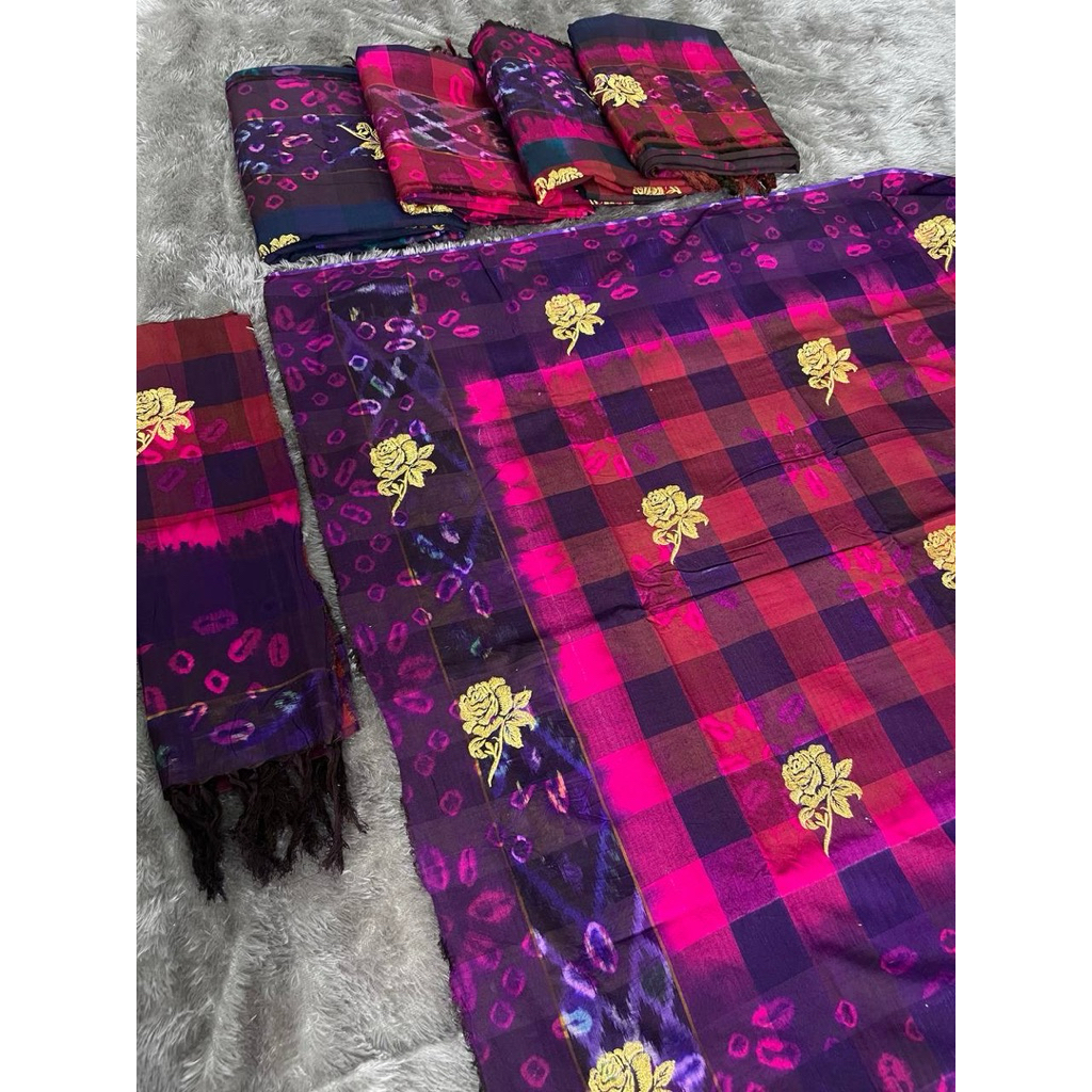 Kamen endek jumputan mawar set selendang