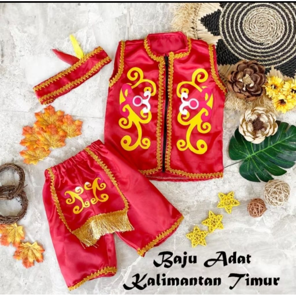 Baju Adat Kalimantan Timur Anak | Kostum Adat Dayak Kalimantan Timur | Pakaian Tradisional Dayak | B