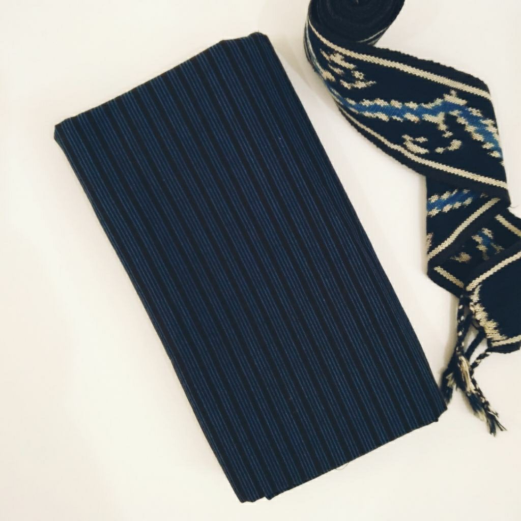 Batik Lurik Motif Keraton / Kain Asli Tenun Lurik Peranakan Biru