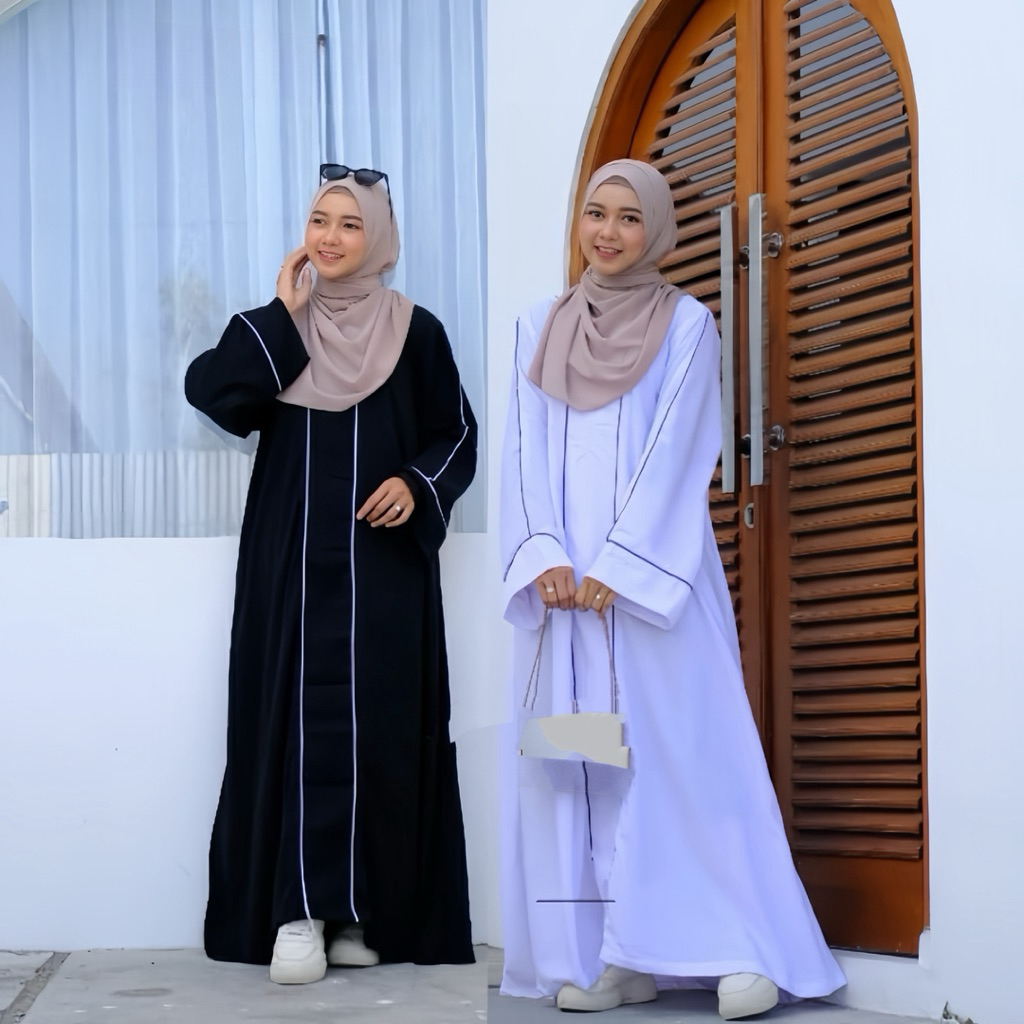 Maura Abaya Hitam Putih Turkey Abaya Remaja Gamis Muslim