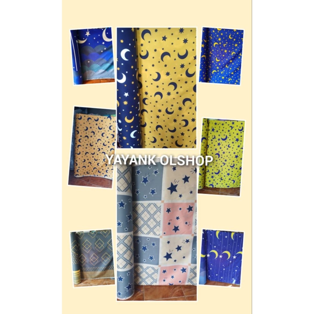 kain seprei Motif starmoon/bintang harga 50 cm