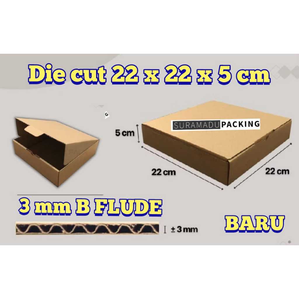 

kardus box packing DIE CUT 22x22x5 cm bahan B-flude 3mm DIE CUT PIZZA kardus box packing Die cut pizza Kardus box karton packing 22x22x5 cm Packing Polos dan Tebal 3mm B FLUDE