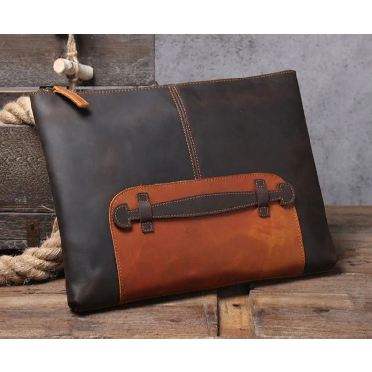KODE E97C Clutch Handbag Pria Kulit Sapi Asli  Tas Tangan kulit  Cover IpadLaptop