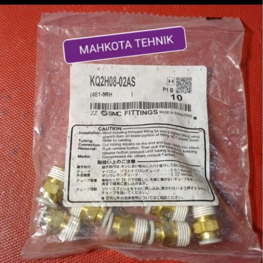 Rekomendasi SMC KQ2H08-02AS (Ø8mm×1/4") Male Connector Series KQ2 ORIGINAL