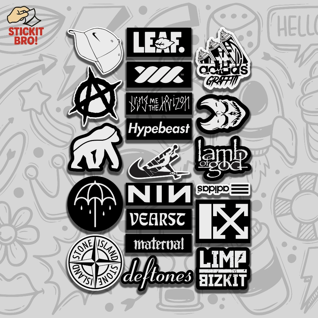 

Sticker Pack HYPE BEAST VOL 23 Aesthetic Vynil Anti Air Potongan KissCut Tumblr Helm Laptop BLACK & WHITE
