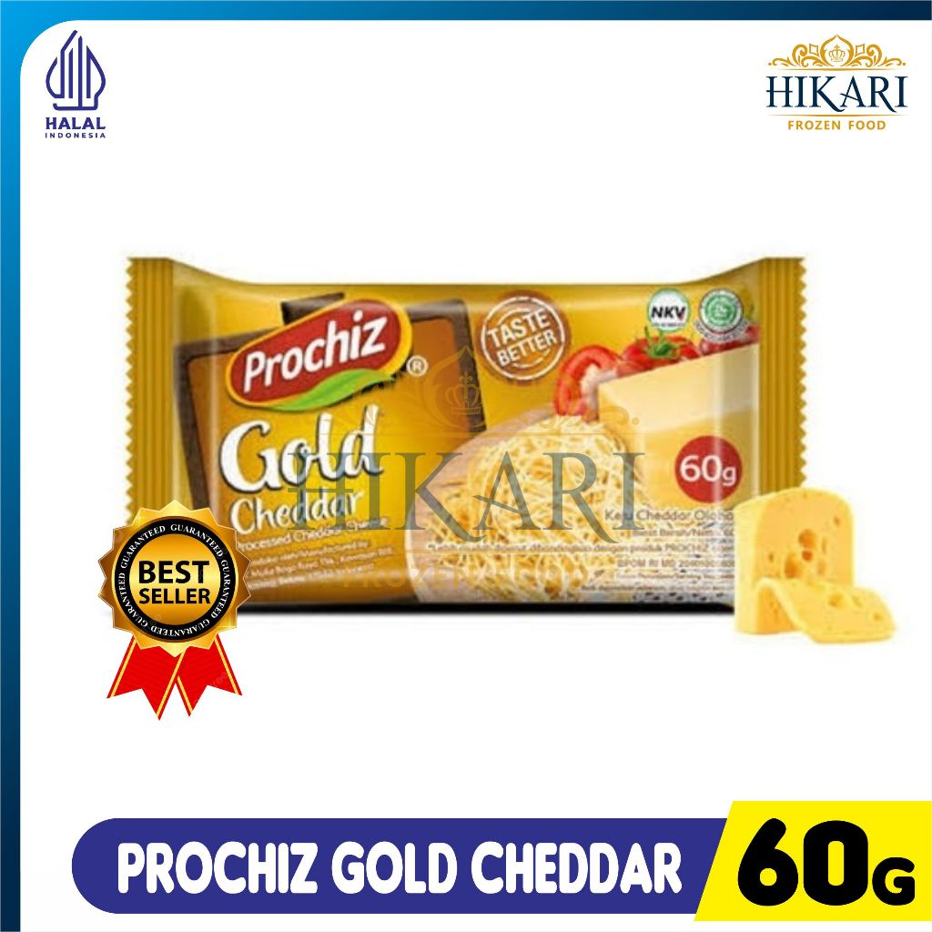 

Prochiz Gold Cheddar 60gr - Keju Serbaguna Balok 60gr - Keju Cheddar Prochiz