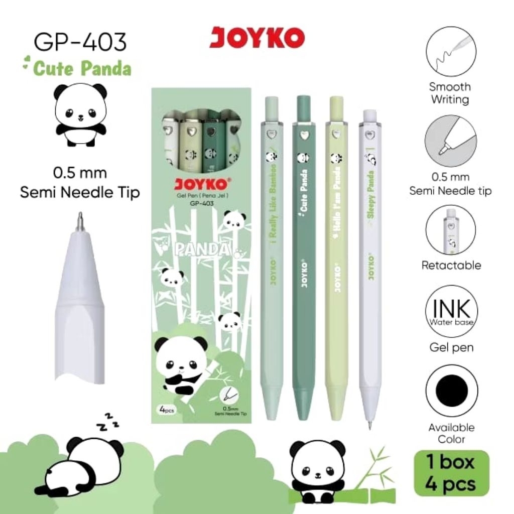 

Gel pen pulpen pena joyko GP-403 panda 0.5mm