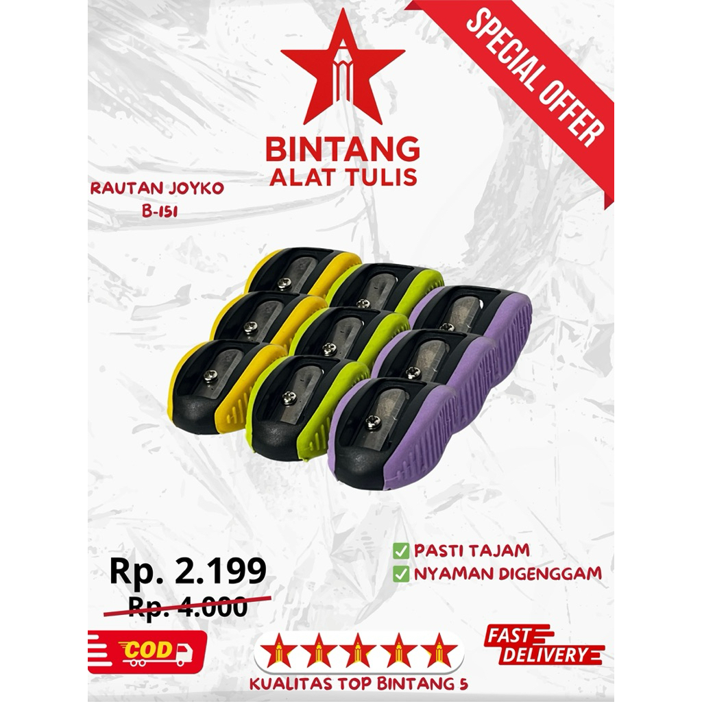 

Rautan Joyko B-151 | Rautan Pensil Tajam & Nyaman Digenggam | Rautan Sekolah Joyko Original