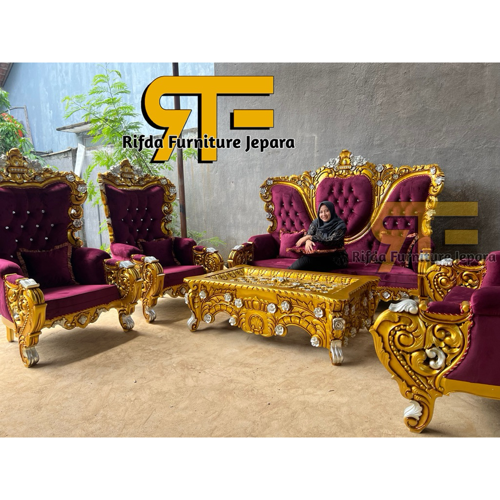 REAL PICT  Kursi Tamu Belagio Jati Jepara / Set Kursi Tamu Mewah Ukir Jepara / Kursi Tamu Sultan Mew