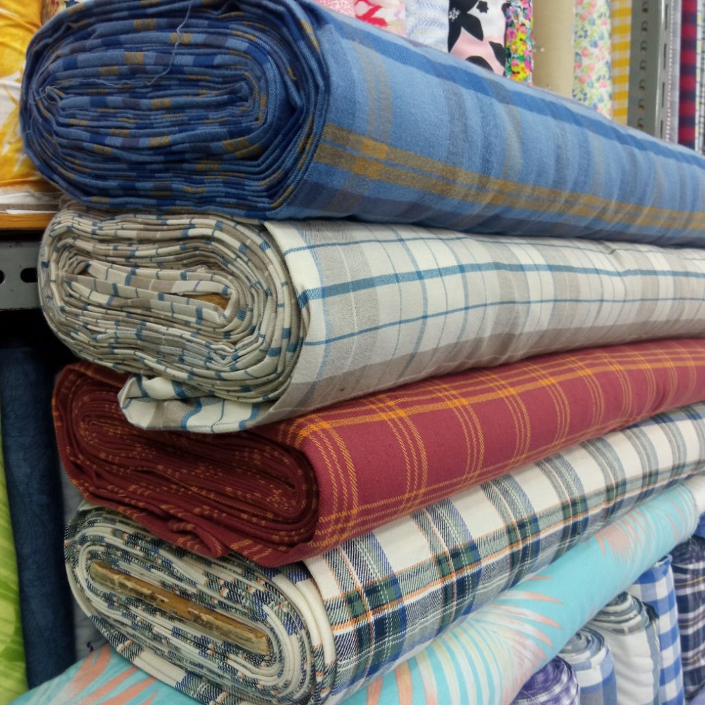 KAIN KATUN FLANEL KOTAK IMPORT