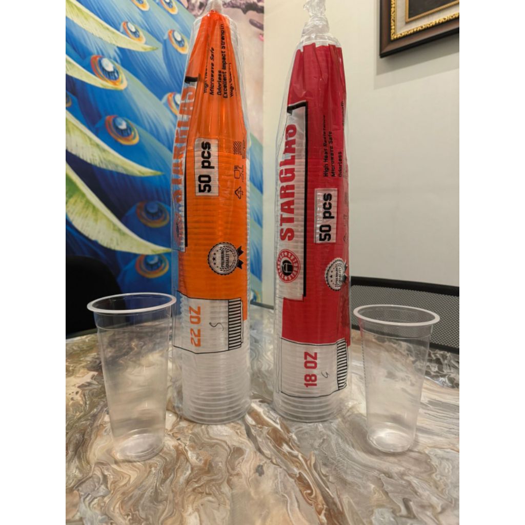 gelas plastik slim uk 22/18 merk starglass isi 50 pcs