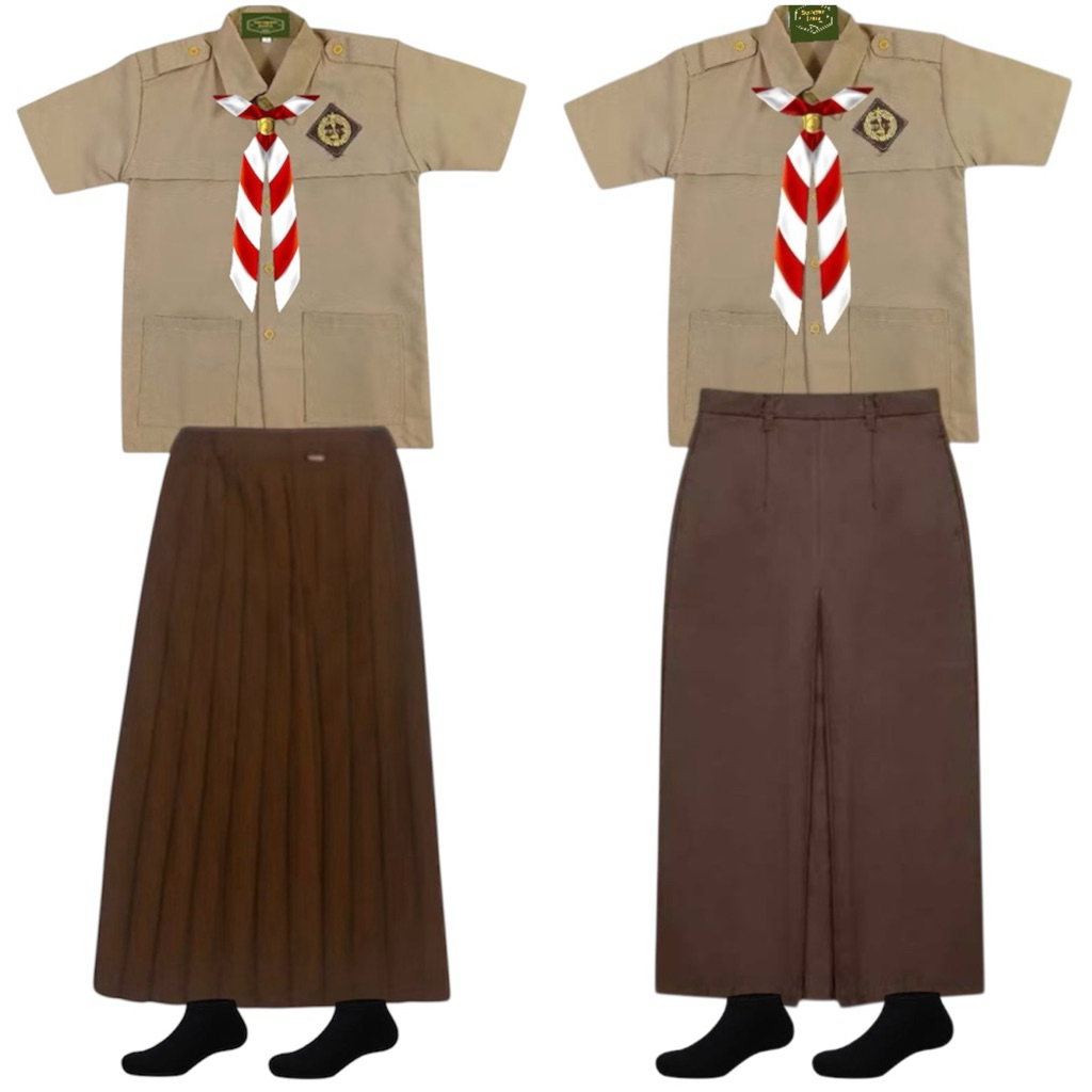 Setelan pramuka pembina pendega penegak penggalang SMP SMA rok span rempel