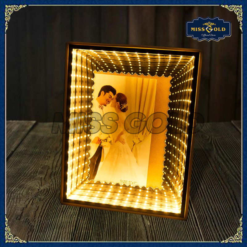Bingkai Foto Lampu LED 3D / Pigura Berlian Lampu / Aesthetic Frame LED