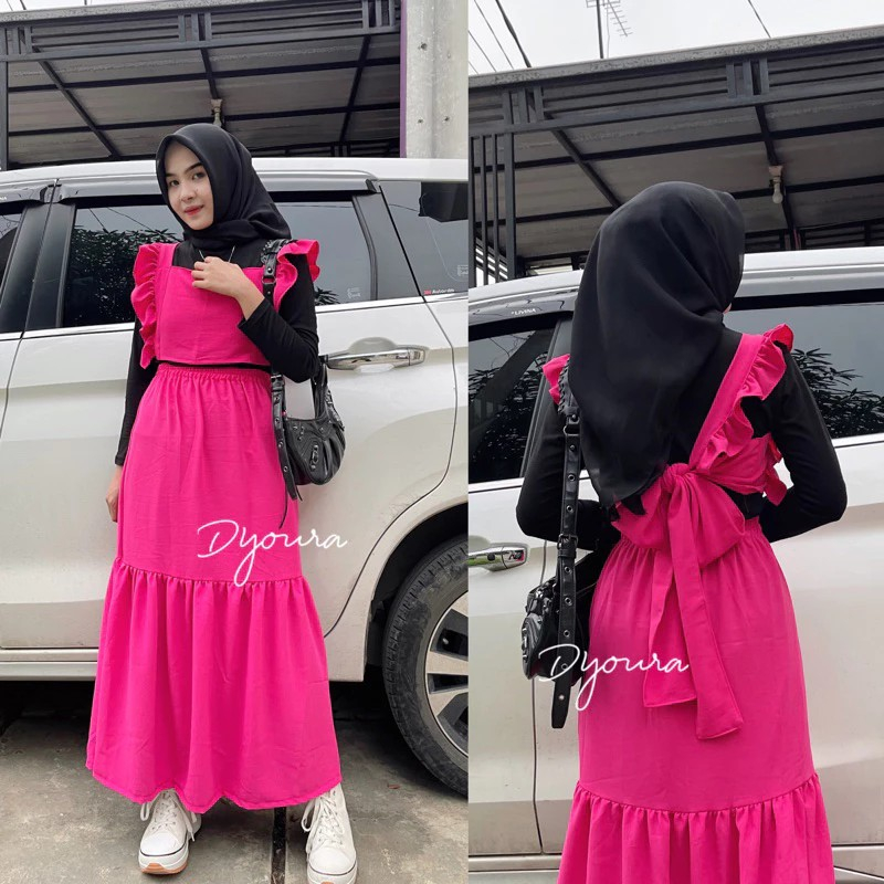 Overall belakang pita / One set vest PREMIUM/ setelan wanita / one set reina span/ set yola polos