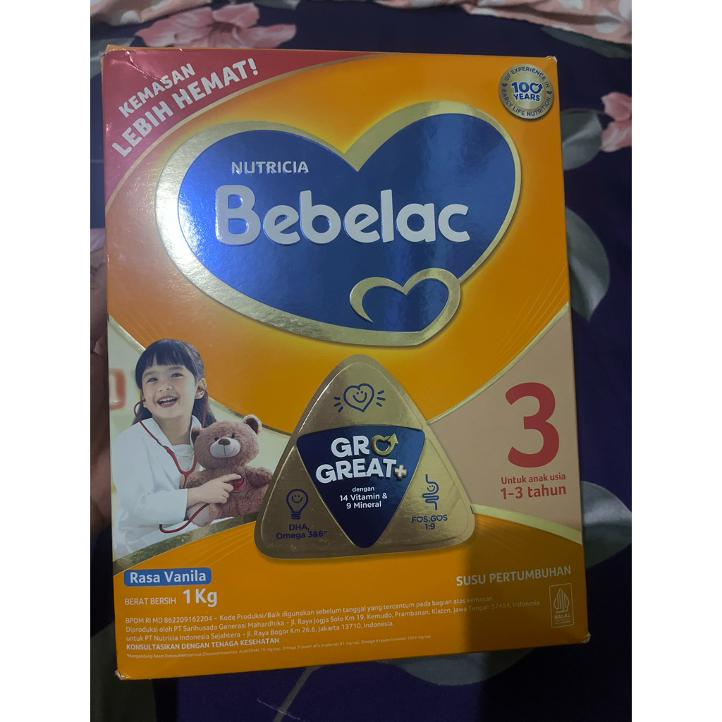 

BEBELAC VANILA 3 BERAT 1 KG ( 3 tahun ke atas )