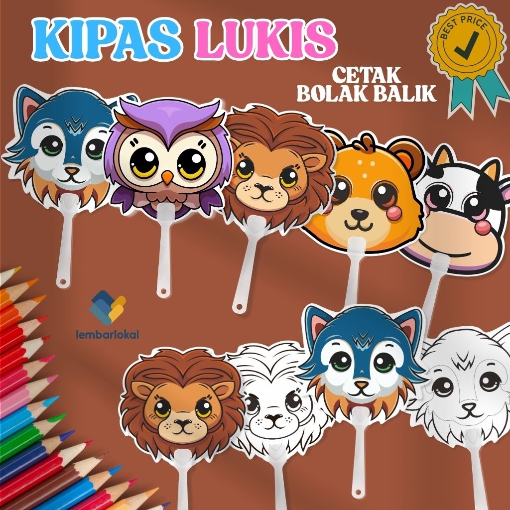 Kipas Tangan Lucu | Kipas Mewarnai Anak | Souvenir Ulang Tahun Anak | Kipas Lukis | Edukasi Anak