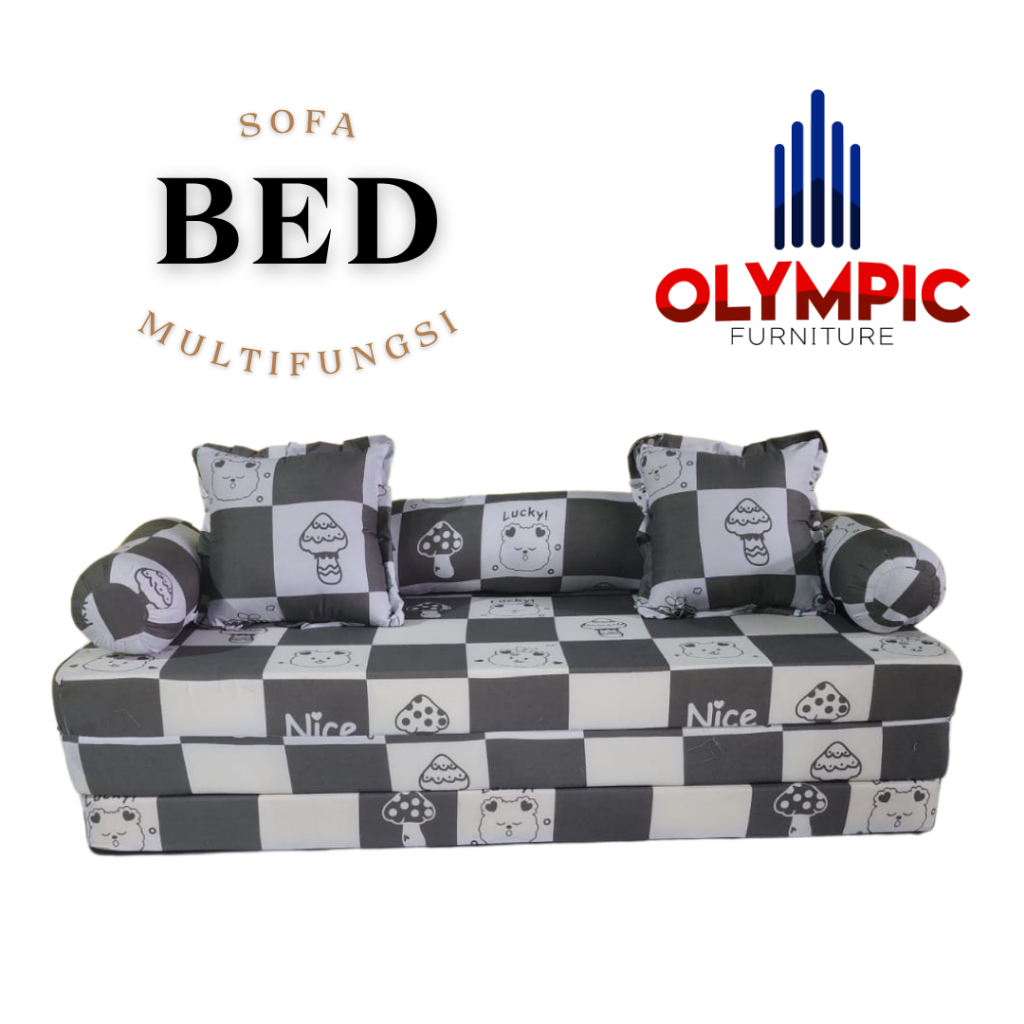 Sofa Bed Karakter Kasur Lipat Minimalis Untuk Kursi Ruang Tamu Busa Tebal Kain Katun Modern