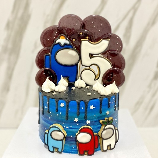 

Cake ulang tahun butter cookies icing fondant among us galaxy cake