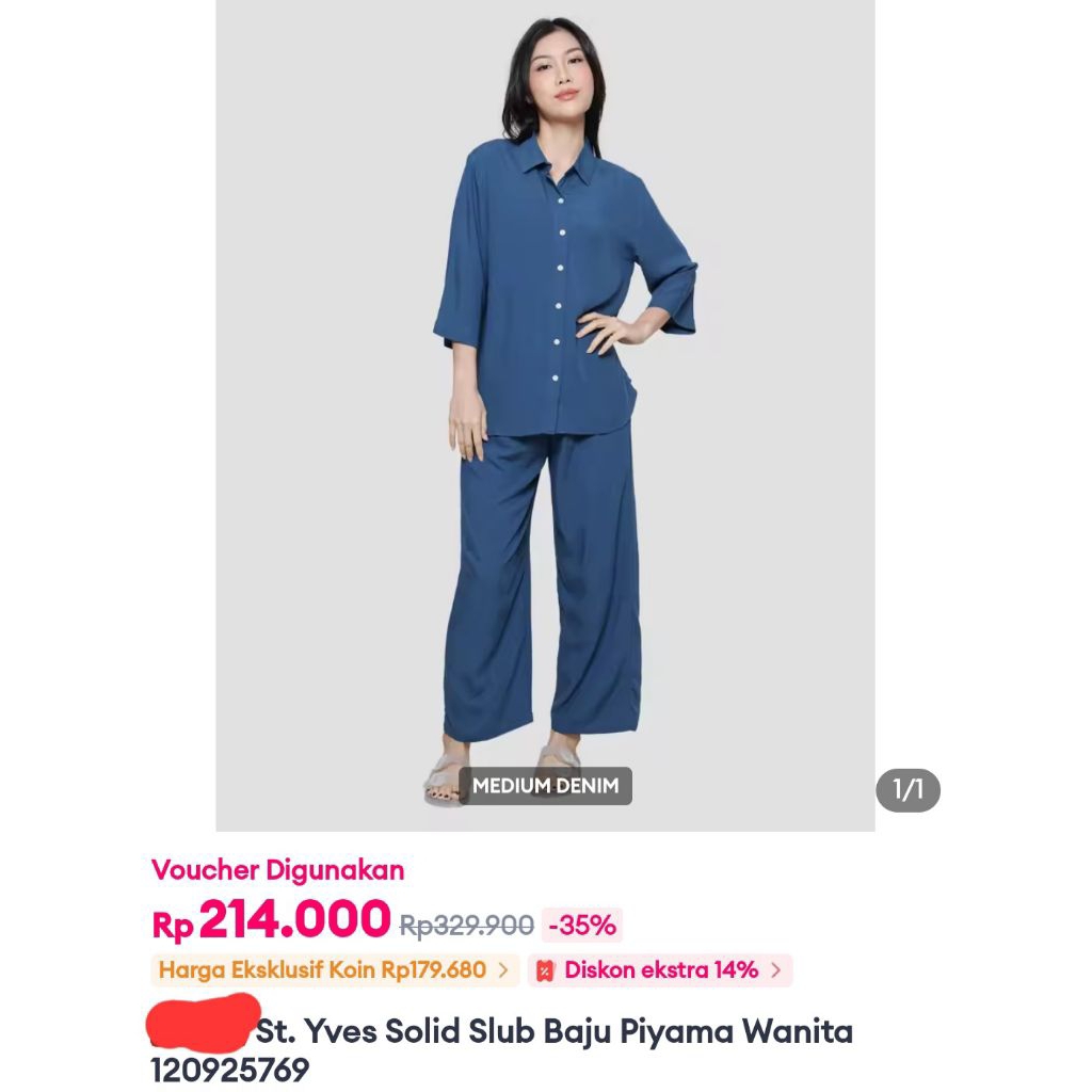 St Yves Baju Tidur Piyama Set Preloved
