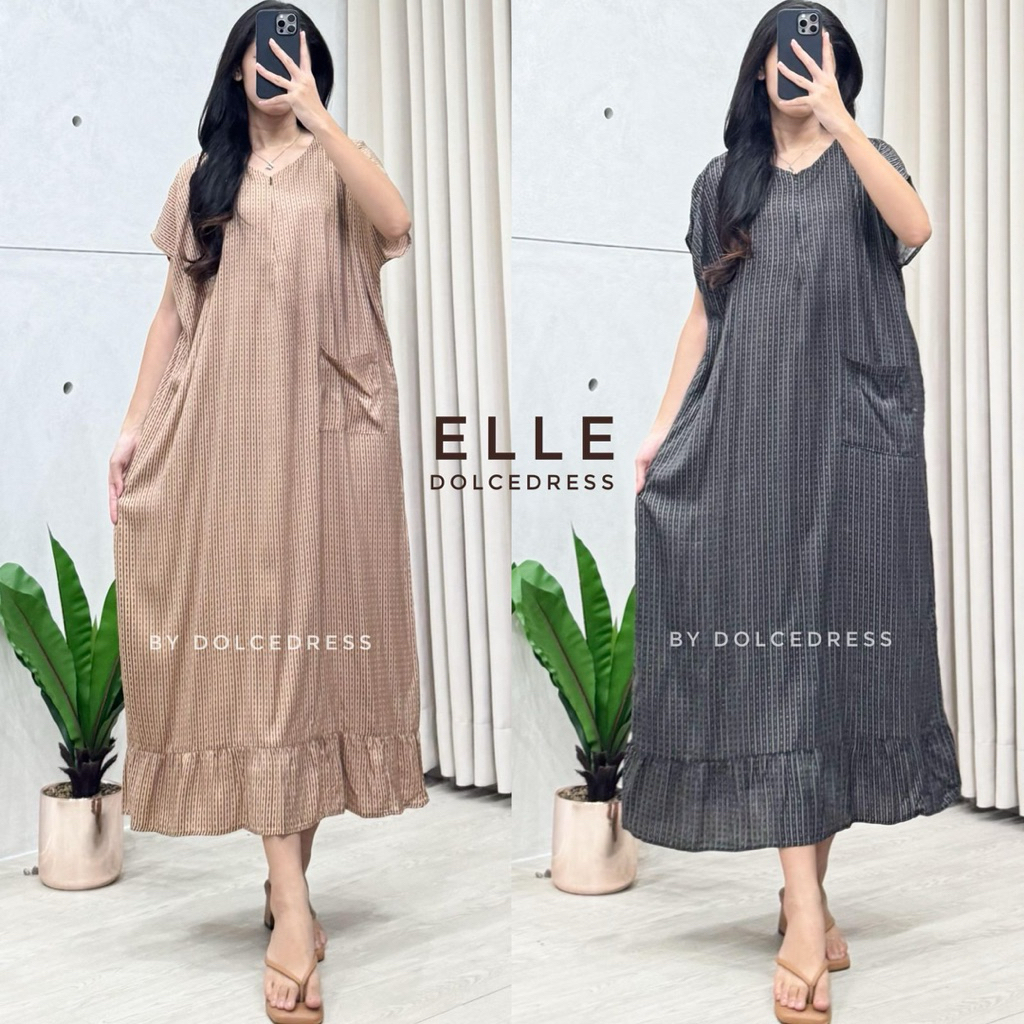 Daster Elle Jumbo Midi Dress Lengan Pendek By Dolcedress