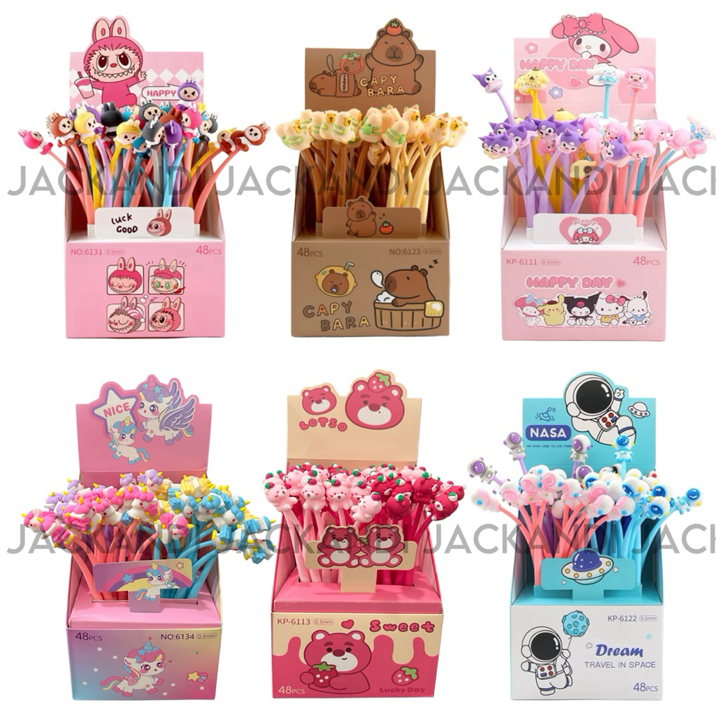 

GROSIR Paket Usaha Pulpen Goyang Lentur Elastis Kartun Lucu Set isi 48 pcs