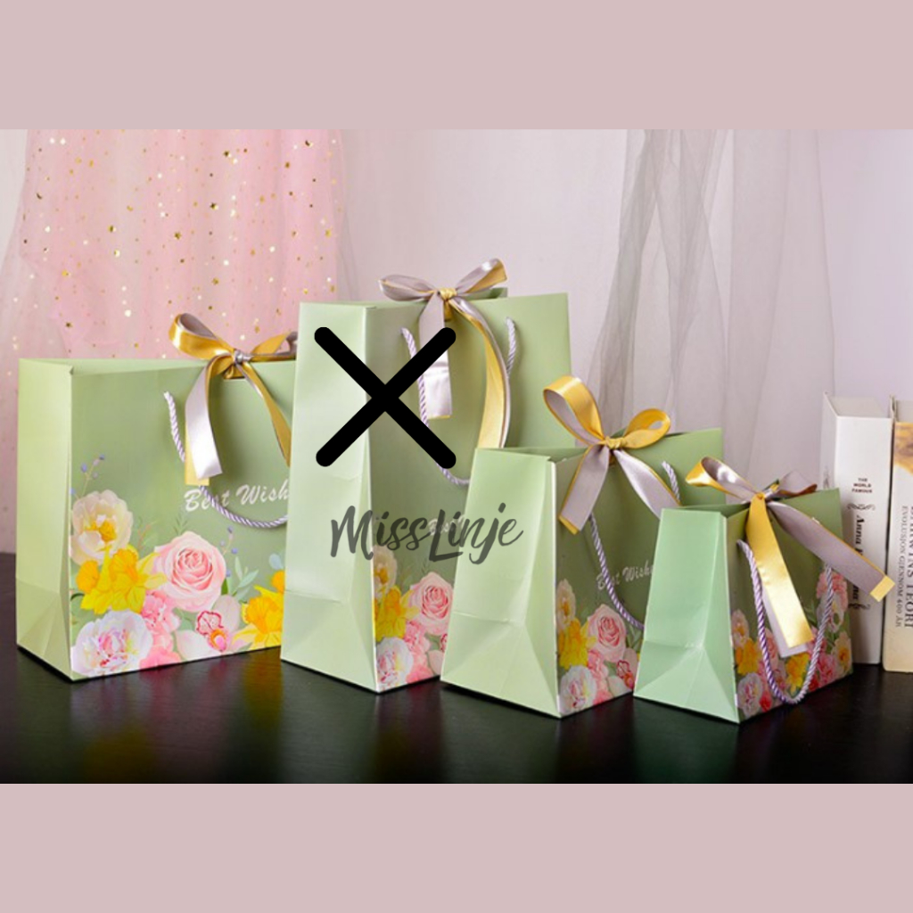 

MissLinje Paperbag Tas Hampers Hadiah Goodie Bag Hijau Flower Aesthetic Best Wishes Premium