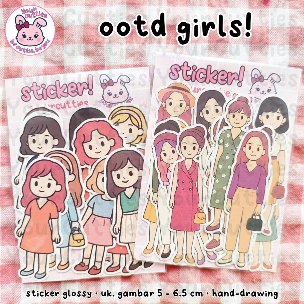 

[FLAKE] STIKER OOTD GIRLS CANTIK LUCU FASIONABLE BUJO PLANNER LUCU MURAH